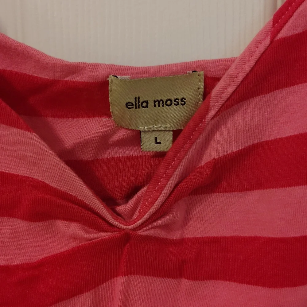 Size Large Ella Moss Pink & Red Striped Women's Tank Top - Picture 2 of 4